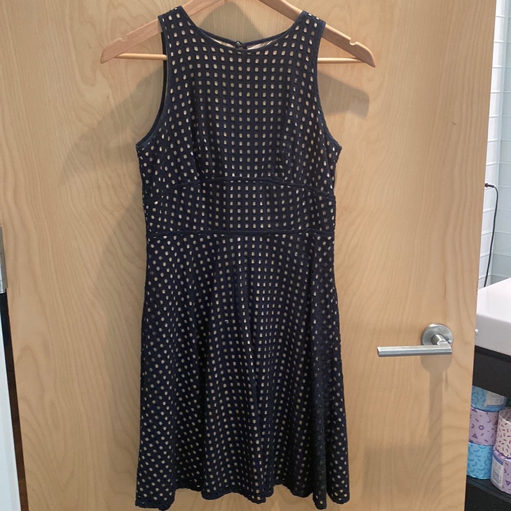 LOFT Black/Dark Navy Knee Length Dress